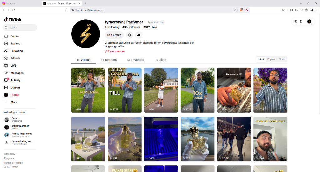 FyraCrown TikTok Konto Preview